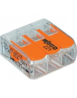 wago Verbindingsklem COMPACT: 3 x 0,14 - 4 mm² - Transparant & Oranje 50 stuks