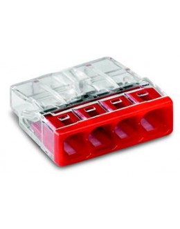 wago compact steekklem 4 x 0,5-2,5mm²  transparant rood 100 stuks