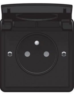 niko new hydro stopcontact 16A 2polig met penaarde kleur zwart